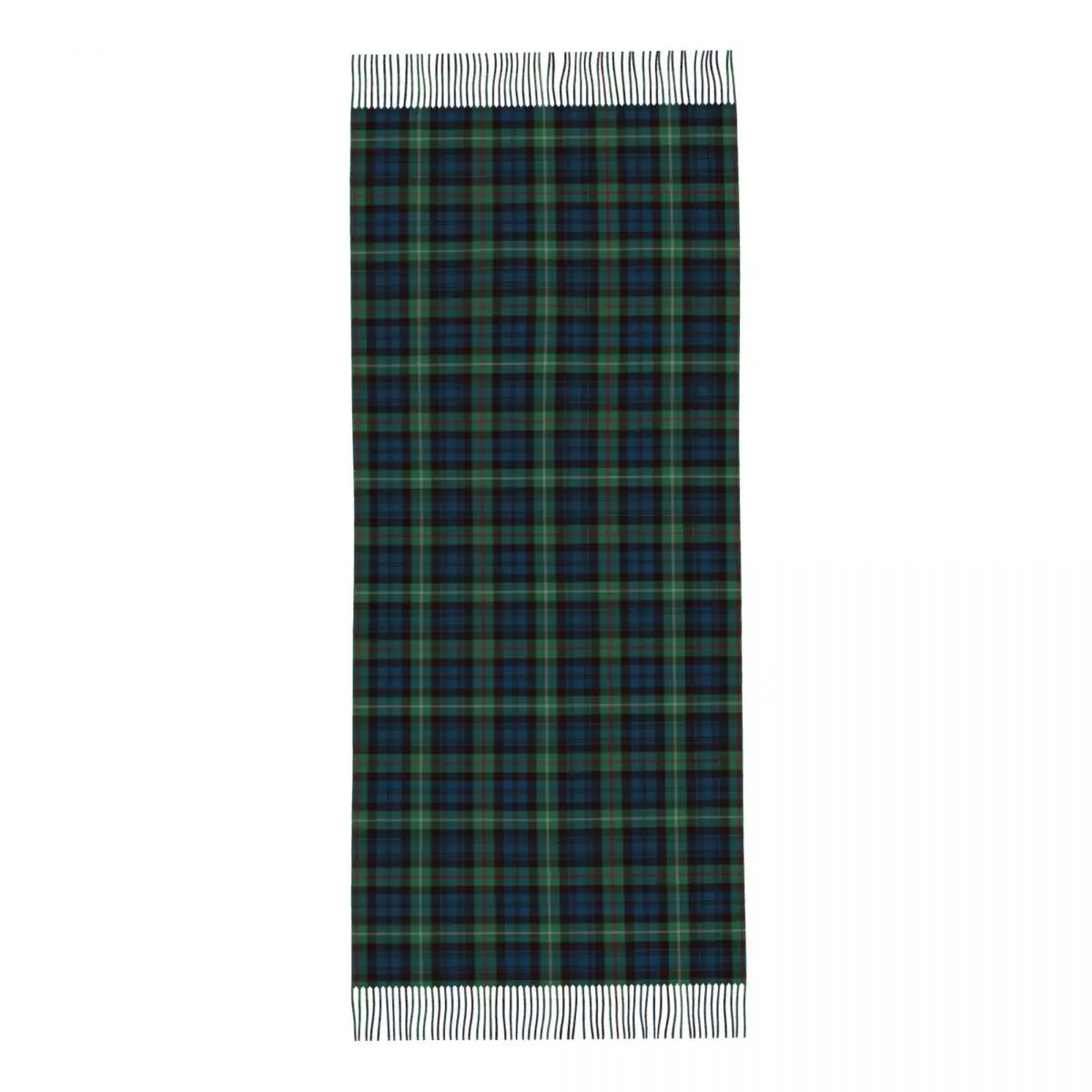 Tartan Rustic Green And Blue Black Watch Plaid Holiday Scarf for Women Winter Fall Pashmina Shawl Wrap Check Large Shawl Scarf