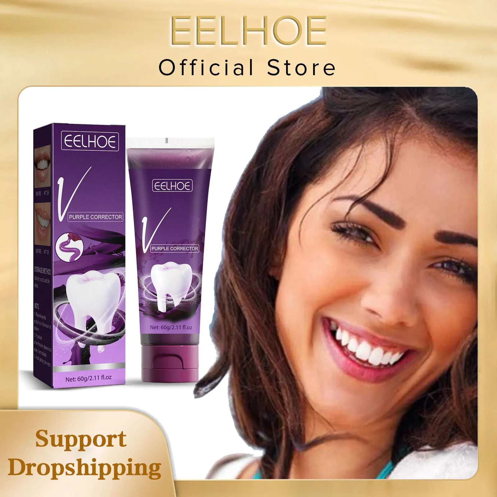 Toothpaste Whitening Teeth Coffee Smoke Stain Remover Fresh Breath Oral Hygiene Purple V34 Toothpaste Repair Teeth Care Products
