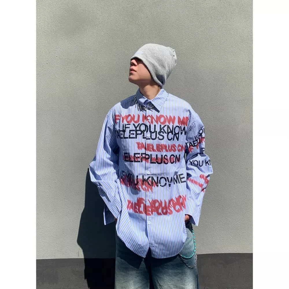 

American Sle Vintage Striped Long Sve irt ex Loose Casual Couple's irt Trendy Polyester Fiber Iron-Free Spring 2026