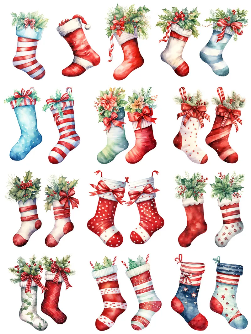 Christmas Stockings Stickers Crafts And Scrapbooking stickers kids toys book Decorative sticker DIY Stationery