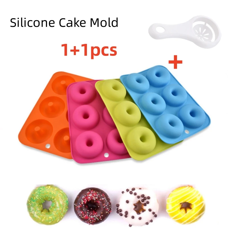 6-Cavity Reusable Silicone Donut Mold Non-Stick Baking Pan Mousse Cake Dessert Party Mould For Ninja Air Fryer Accessories