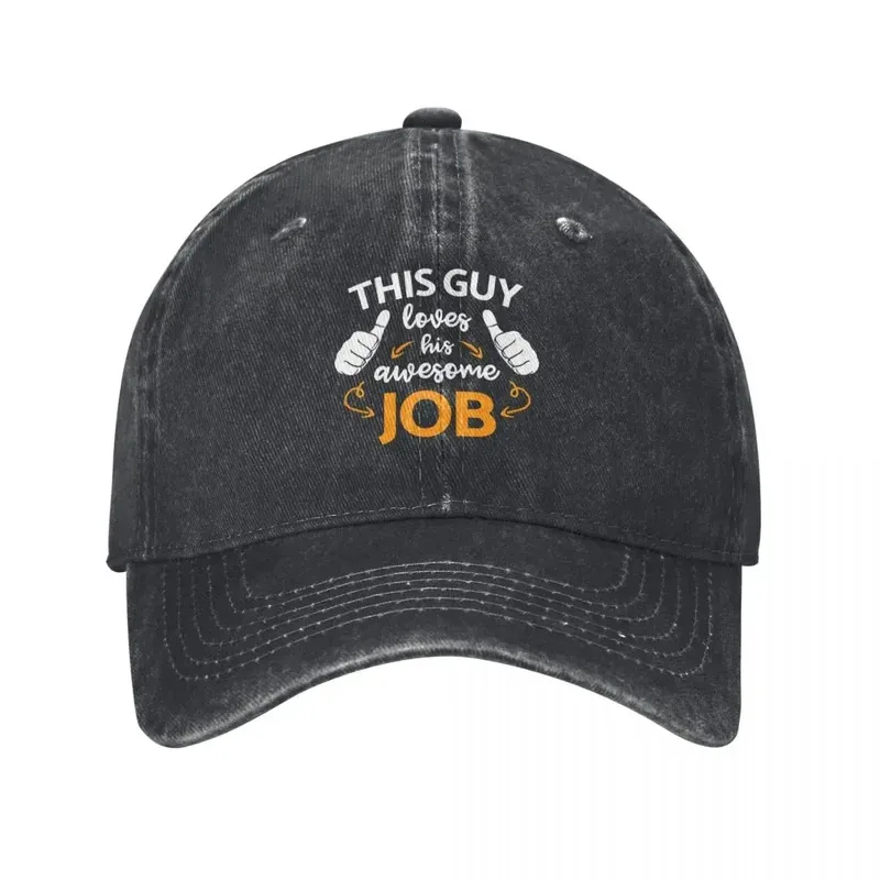 Essential Employee, This Guy Loves His Awesome Job Baseball Cap Sunscreen Fishing Cap Mountaineering Golf Mens Hats Women's