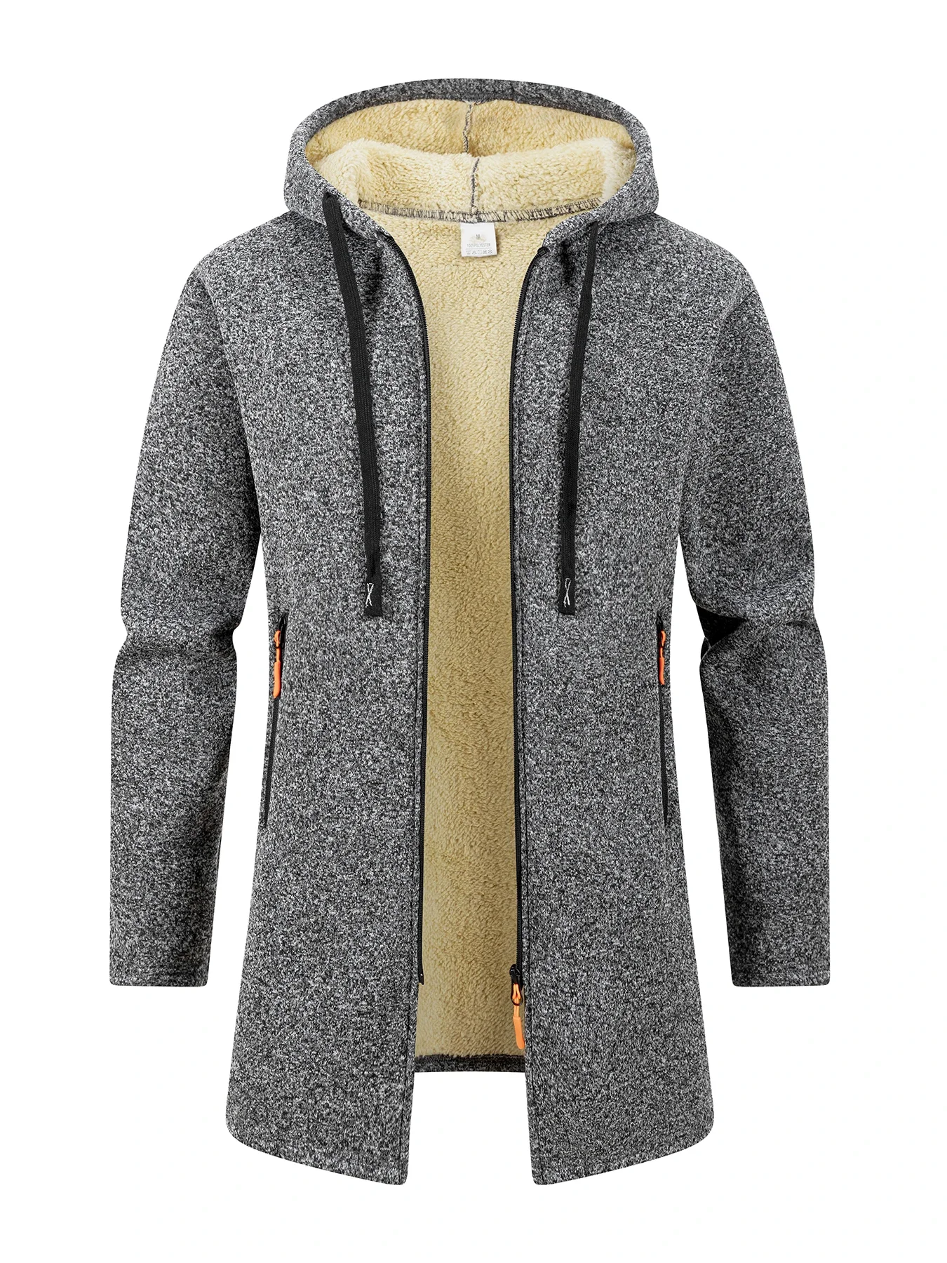 Men's Winter Thickened Mid-length Zipper Jacket Warm Yarn Knitted Sweater New Casual Hooded Long Cardigan Outerwear Mens Clothes