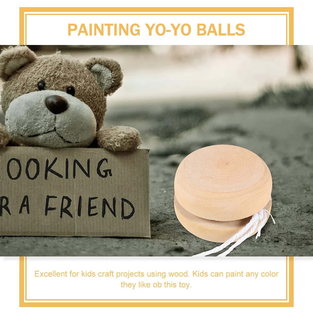 12 Pcs Yoyo Ball DIY Yo-Yo Balls Toys Drawing Cognitive Playthings Children Kids Aldult Wooden Graffiti