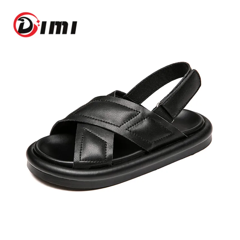 

DIMI 2023 New Summer Children Shoes Genuine Leather Girls Sandals Soft Comfortable Light Flat Kids Sandals For Girl Size 26-37