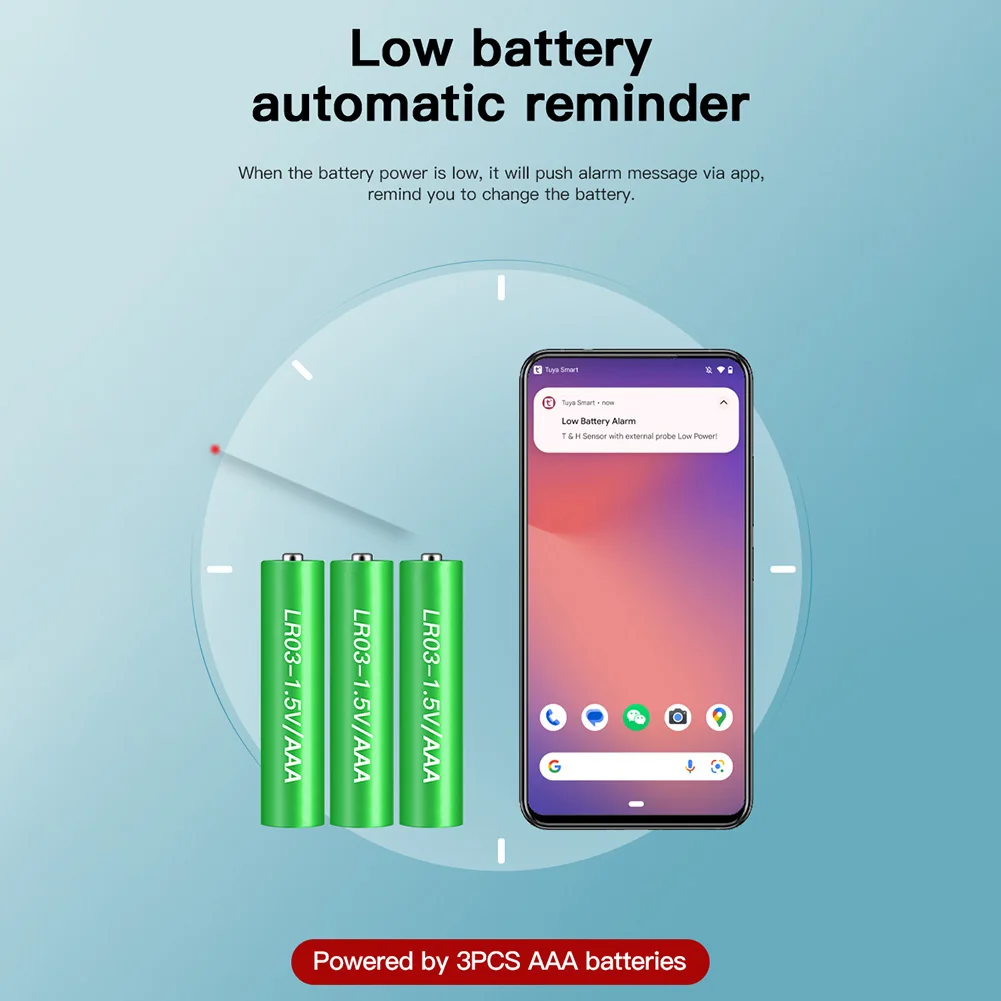 

1 Pcs For-WiFi Temperature Humidity Sensor Digital LCD Screen External Probe Work Refrigerat For-Alexa Remote Monitoring Tool