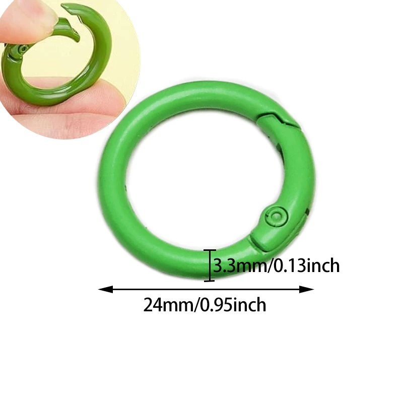 10Pcs Colorful 24mm Alloy Trigger Round Snap Keyring Buckle Snap Hook O Ring Buckle for Keychain Bag Purse DIY Accessories