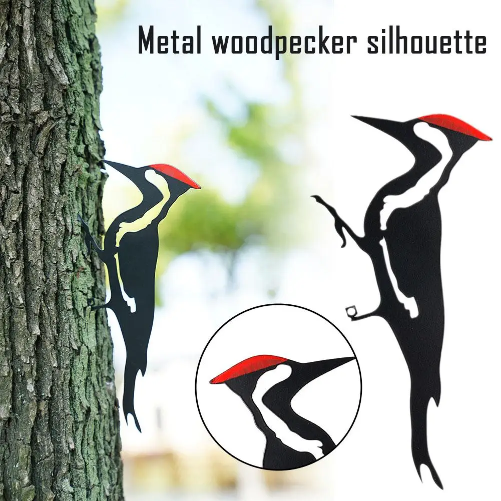 Yard Art Tree Bird Animal Art Garden Metal Tree Stainless Metal woodpecker Garden Art Steel Decoration Bird Creative C0G6