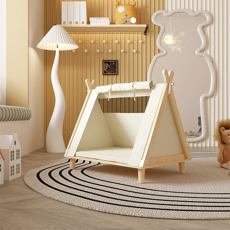 

Solid wood cat tent nest four seasons universal bed pet sofa summer semi-closed security house