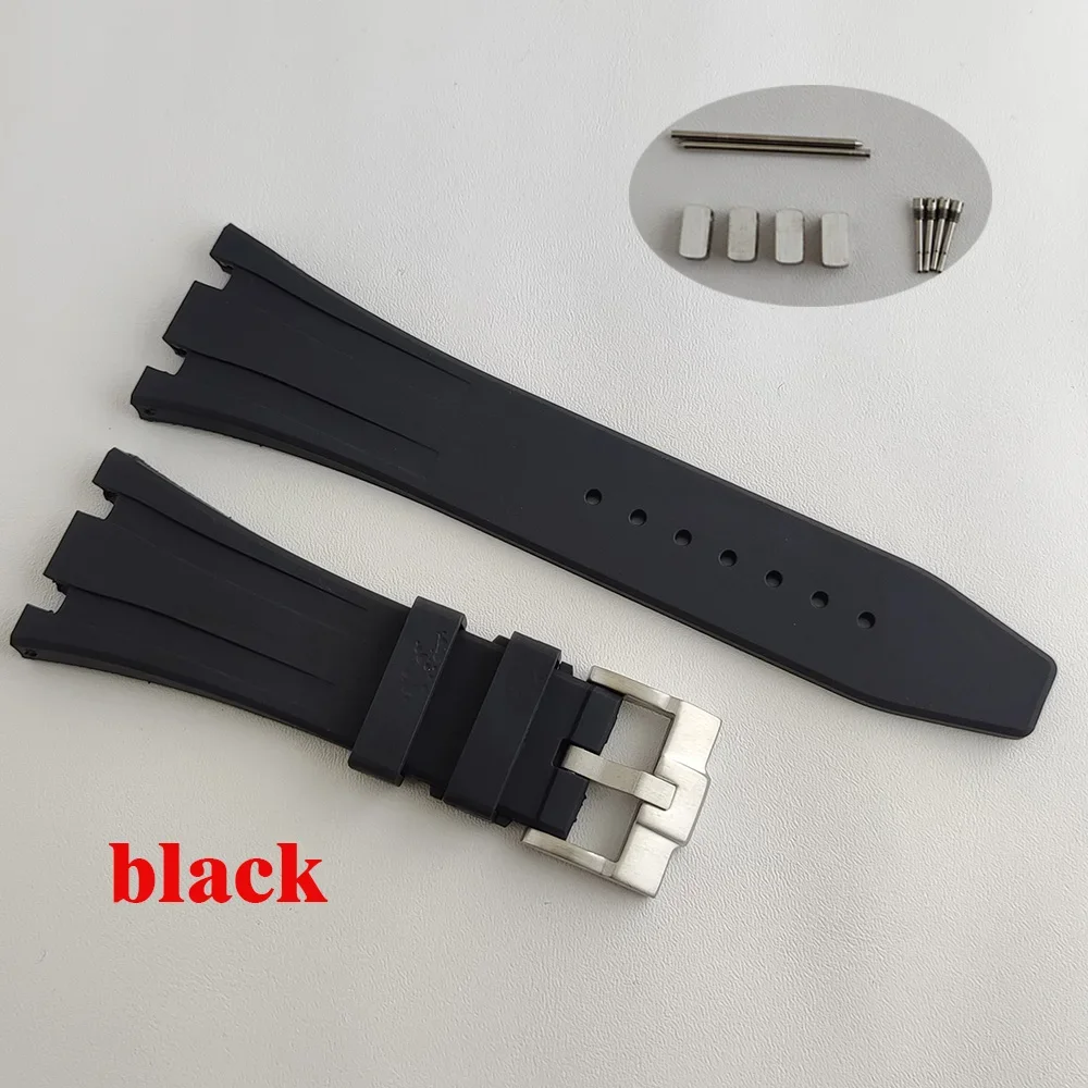 NH35 Rubber Strap 26mm Black Blue Watch Silicone Strap Stainless Steel Pin Buckle Clasp for AP Royal Oak Case Watch Parts