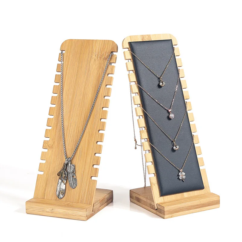 Wooden Multiple Pendants Easel Showcase Display Fashion Bamboo Jewelry Display Stand Necklace Display Stand Holder for Necklaces