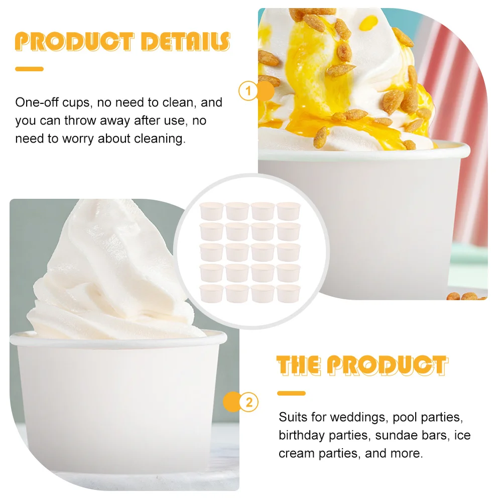 

100pcs Disposable Ice Cream Cups 3Oz Paper Dessert Containers For Yogurt Pudding Mousse Cake Snack Jelly Cups Party Sundae Bar
