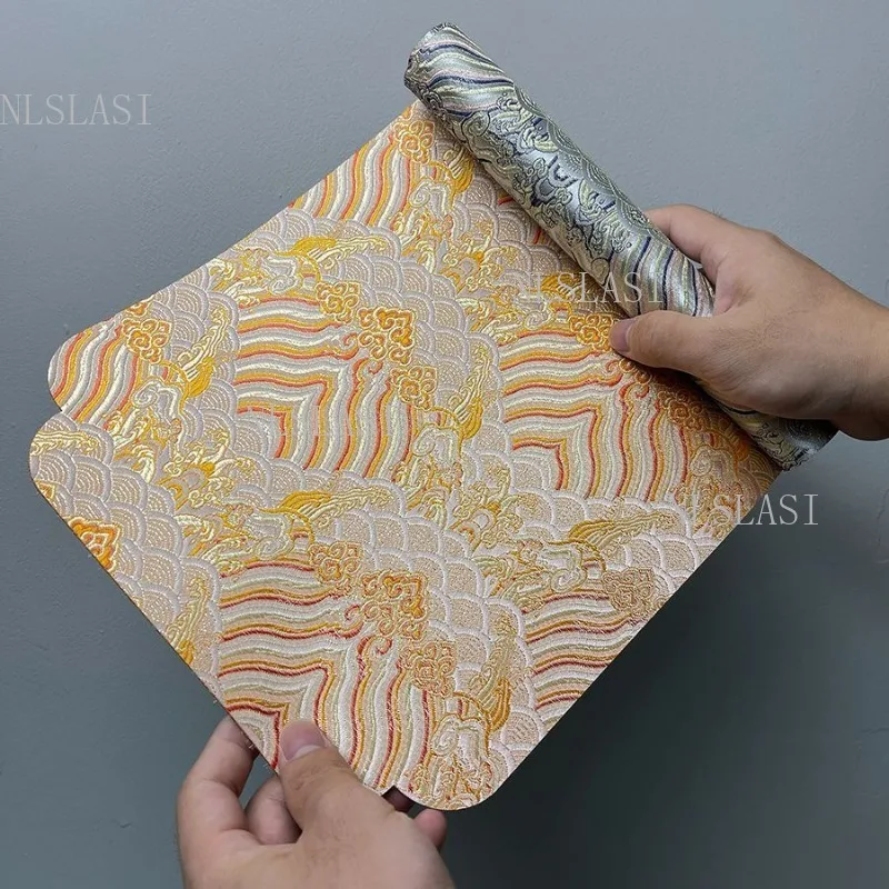 Oriental Sea‑Wave Jacquard Placemat Chinese Style Non‑Slip Heat Resistant Table Mat for Tea Table Dining Table Decoration