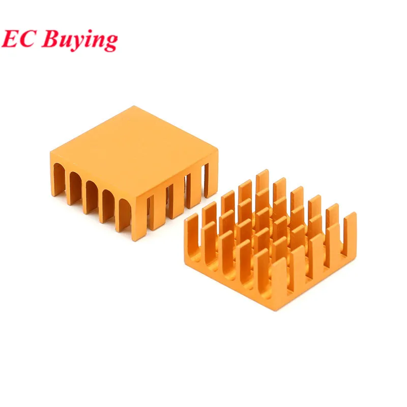 5pcs 22*22*10mm Heatsink Cooling Fin Radiator Aluminum Cooler Fan Heat Sink Golden 22X22X10mm for IC Chip LED CPU Route Computer