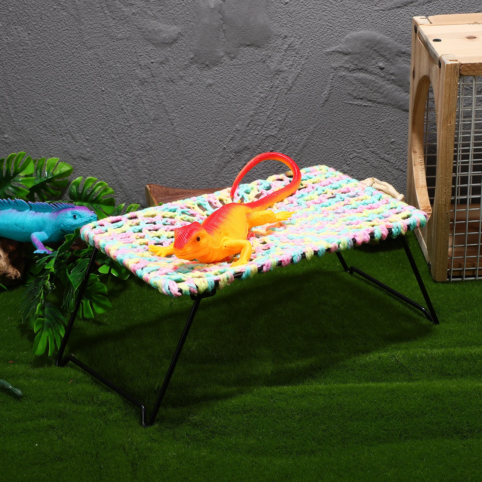 

Reptile Hammock For Lizard Bearded Dragon Pet Bed Multi-Purpose Sleeping Resting Mat Cotton Rope Woven Foldable Cage Hanging Pet