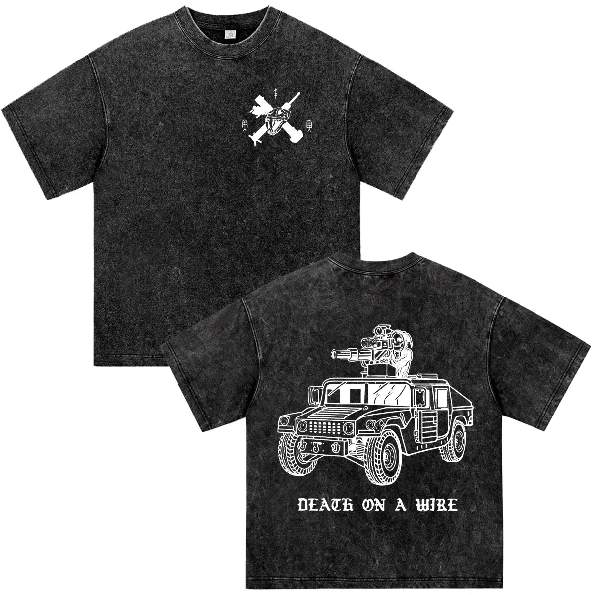 Death On A wire Forward Observations Group Skeleton Vintage Washed T-shirts Men Women Fashion Oversized Short Sleeve T Shirts
