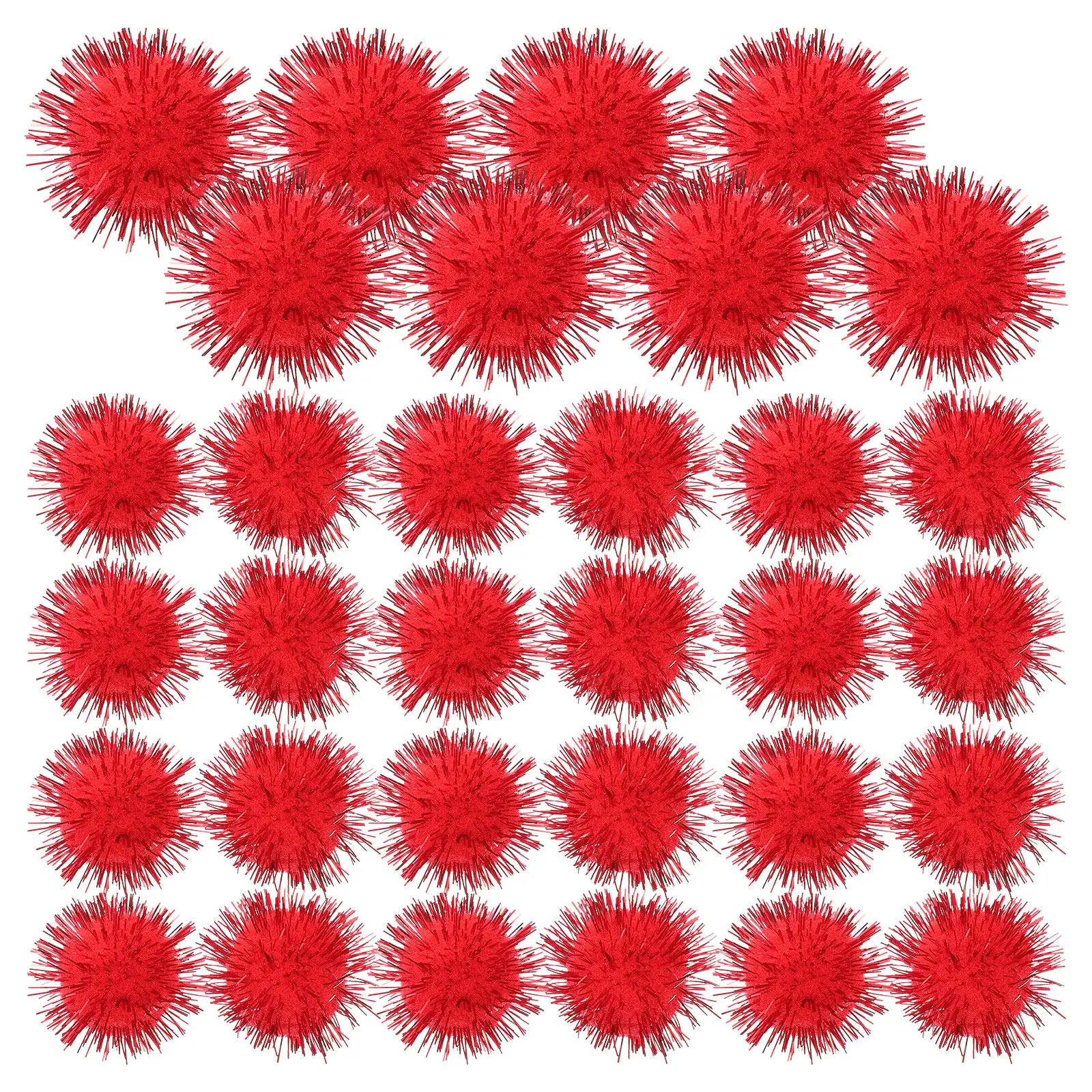 50 Peças de Pompons Vermelhos para Chapéus de Aniversário, Material DIY para Decoração de Roupas e Chapéus, Bolas de Pompons, Enfeites de Bola