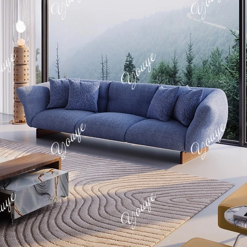 Italian minimalist small apartment living room three-person straight row sofa soft decoration designer one-character sofa