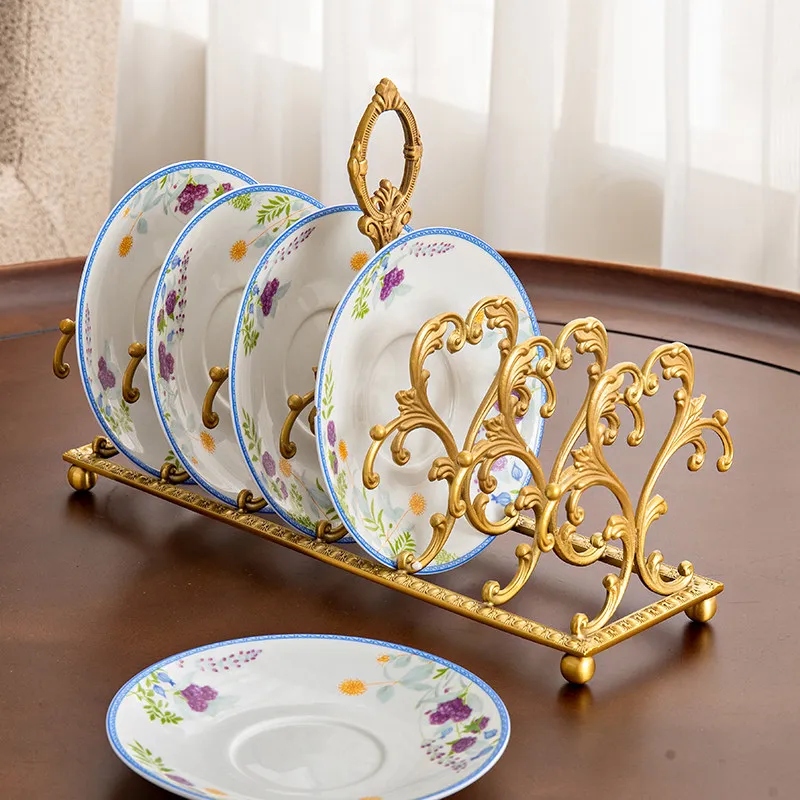 French Engraved Retro Plate Drain Storage Rack, Newspaper Rack, Thermal Insulation Pad Storage Rack
