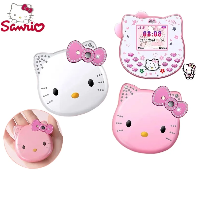 

New Sanrio Kawaii Hello Kitty Mini Phone Cartoon Kids Taiml Cute Phone Festival Birthday Fashion Girls Toys Children Gifts