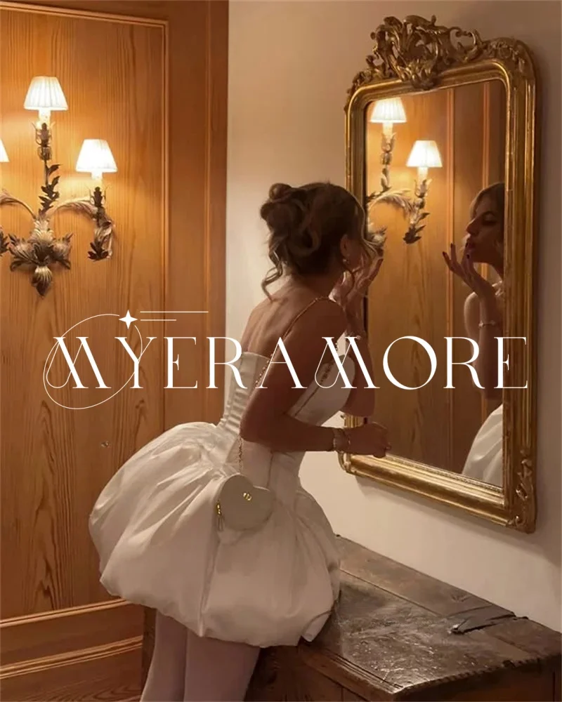 Vestidos de novia cortos sencillos con cuello en V para mujer, vestidos de novia de satén con corte en A, sin tirantes y espalda descubierta, vestidos de novia personalizados