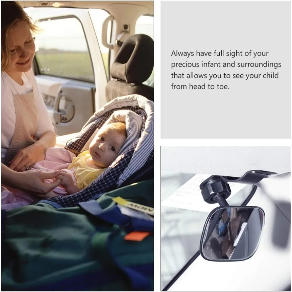 Garneck Mirror for Car Back Seat 360 Wide Angle Car Mirror for Baby with Rear Facing Back Seat Full View for Toddler Children