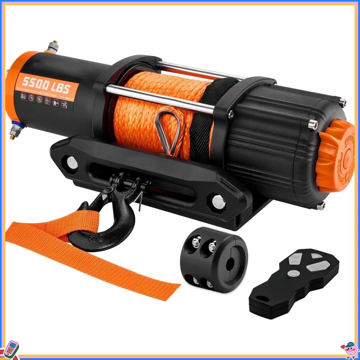 مجموعة الونش الثقيلة 5500 رطل: مقاومة للماء، حبل صناعي وجهاز تحكم عن بعد لاسلكي. احصل عليه لـ ATV/UTV، Truck، Jeep.