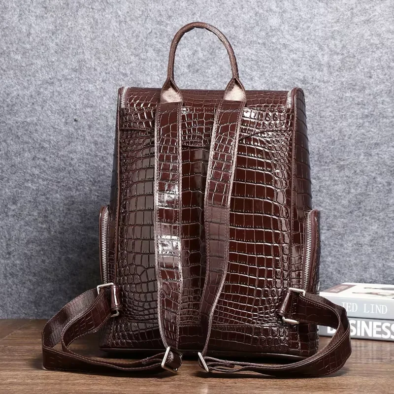 New Quality Business men's bag Real Cowhide Leather Crocodile Pattern backpack Men shoulder bags Genuine Leather backpack