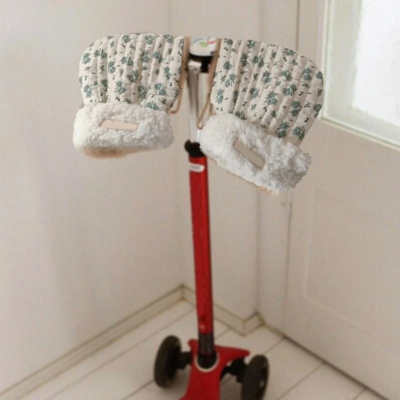 

J15U Kids Scooter Gloves Cotton Hand Muffs Printed Pattern Gloves Child Balance Bike Mittens Thicken Mitts for Kid 4-10 Years