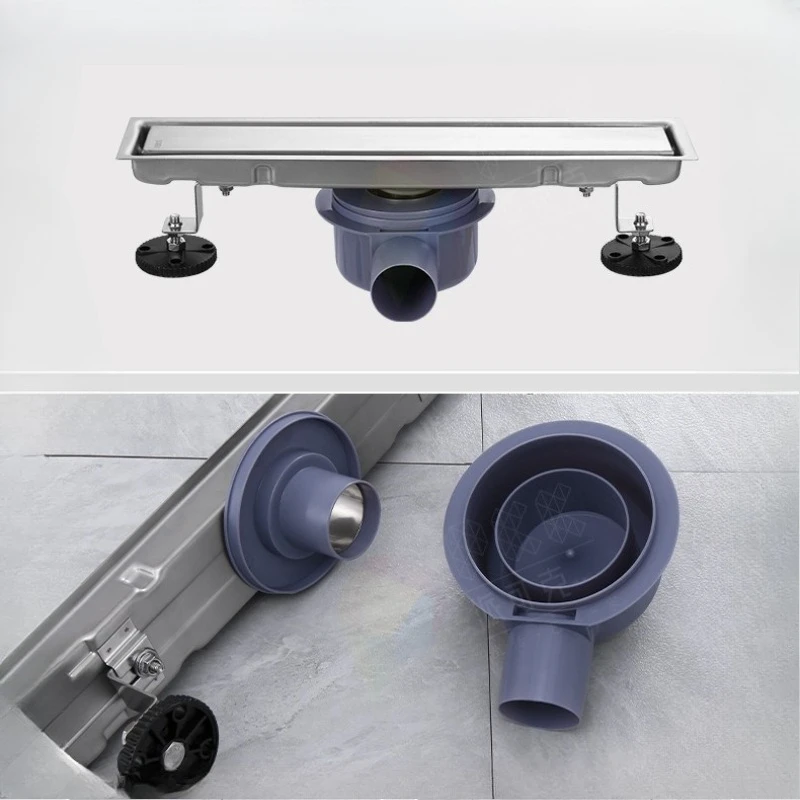 

Bathroom long invisible floor drain 304 stainless steel sliding floor drain, Russian style with fixed foot side drain
