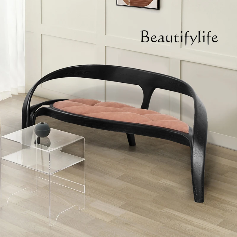 

Curved wood sofa chair Personalized bench Hotel villa living room Art designer Creative solid wood chair