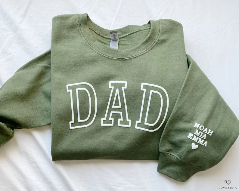 Personalized Dad Sweatshirt with Kid Names on Sleeve, Fathers Day Gift, Birthday Gift for Dad, New Dad Gift, Minimalist Cool Dad