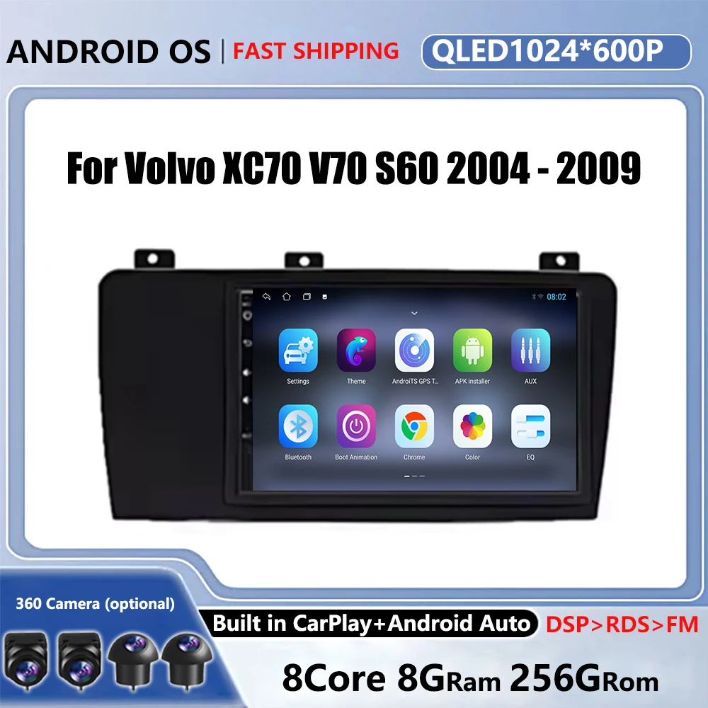 

7" 4G Android OS For Volvo XC70 V70 S60 2004 - 2009 Car Multimedia Head Unit Stereo Player GPS Navigation QLED screen BT 5.0 5G