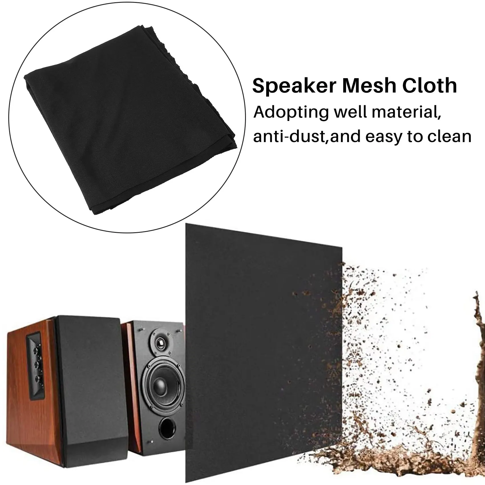 Speaker kain panggangan Stereo Gille Speaker kain jaring Radio kain jala 1.7m x 0.5m Hitam