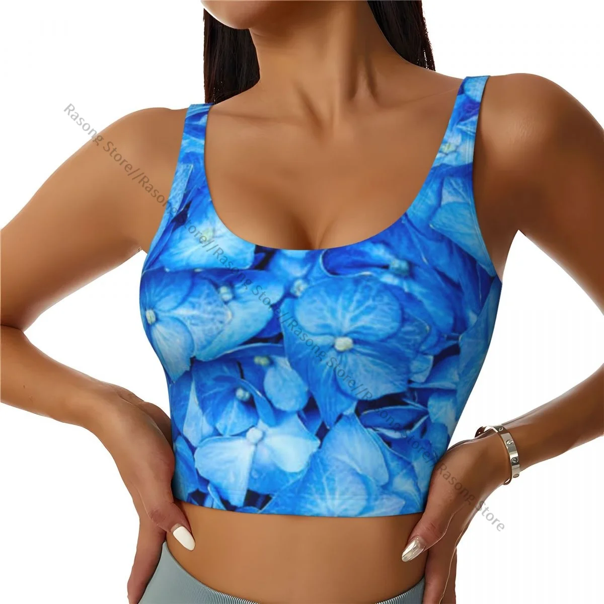 Women Sexy Sports Vest Hortensia Flowers Background Female Streetwear Sport Lingerie Tee Crop Top