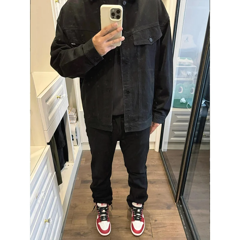 

Bla Slim Fit прямые джинсы мужские весенне-осенние американские джинсы High Street Vibe Knife Bootcut молодежный тренд