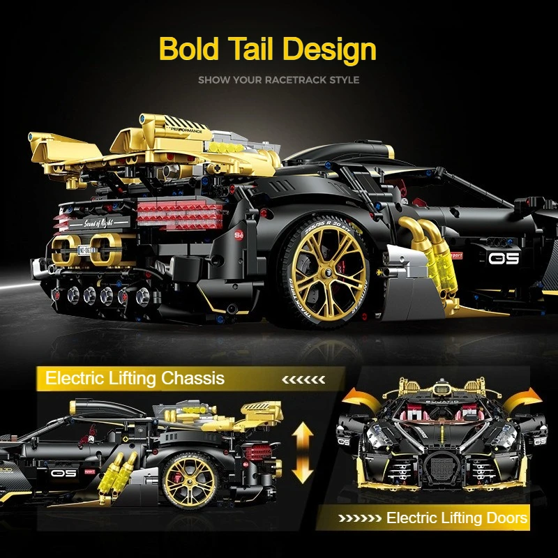 3976pcs GULY10631 1:8 RC Racing Car Building Bricks MOC Speed Vehicle Technology Model Black Block Toy for Boys Adult