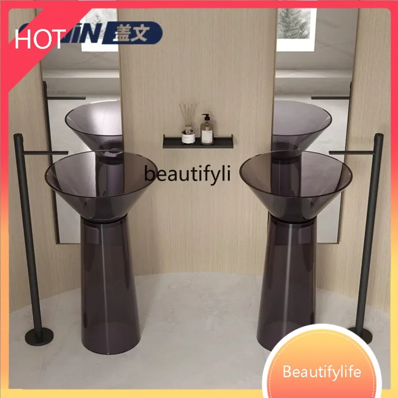 XX80 Floor-to-ceiling column basin, bathroom washbasin, transparent color vertical washbasin customization