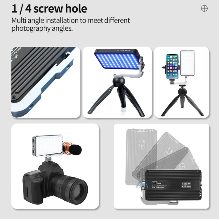 Pixel G3 Flat Panel RGB Fill Light Handheld Photography Dimmable Desktop Mini Pocket Lamp Photography Lighting view 2