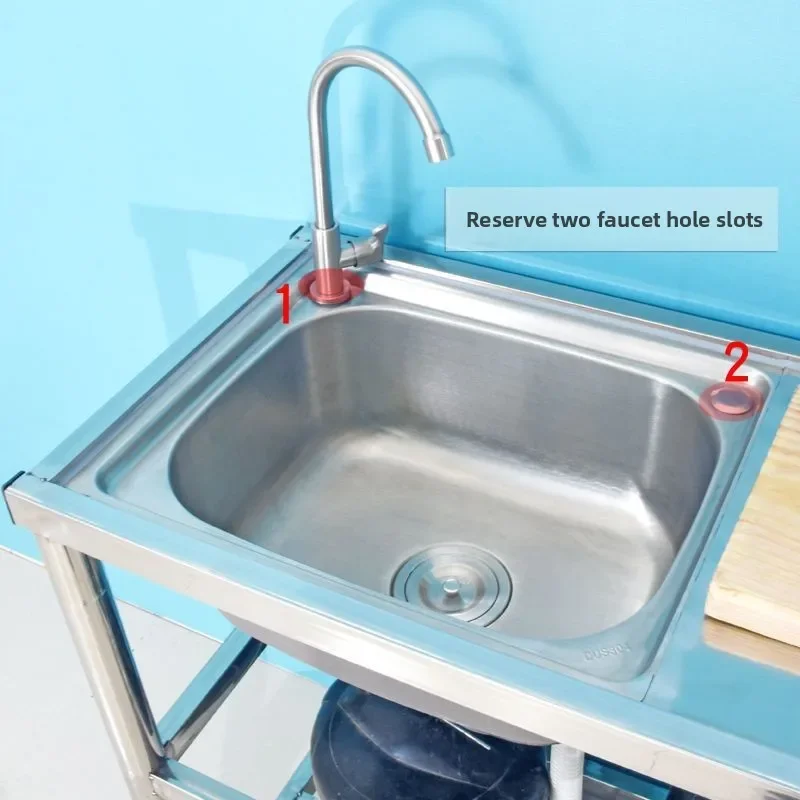 Stainless Steel Kitchen Sink Countertop Integrated Platform Wash Basin Workstation Rental Apartment Stainless Steel Sink