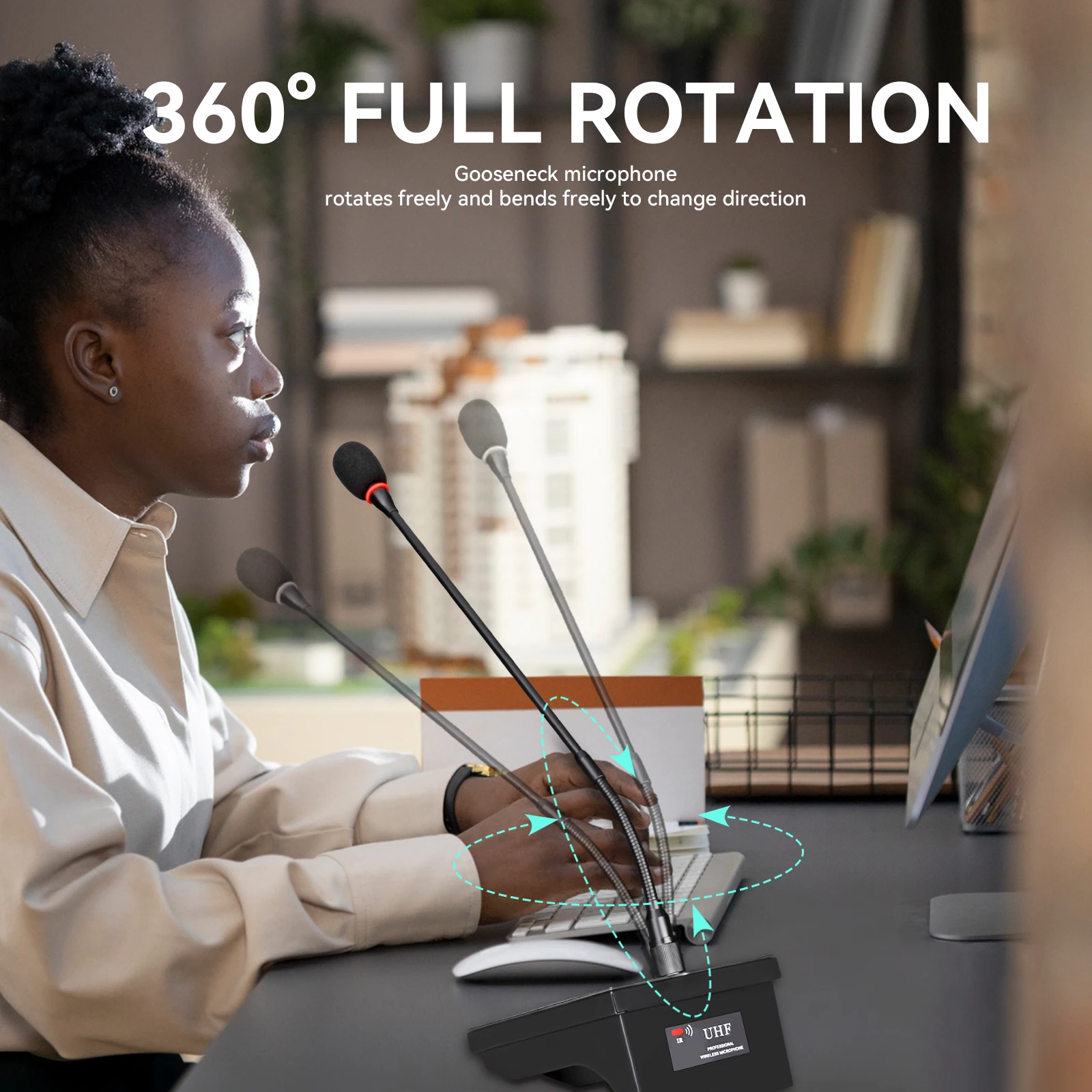 Debra R404 Professionelles drahtloses UHF-Mikrofonsystem, 80 m Übertragungsreichweite, für Bühnenauftritte und Online-Unterricht – Detail 5