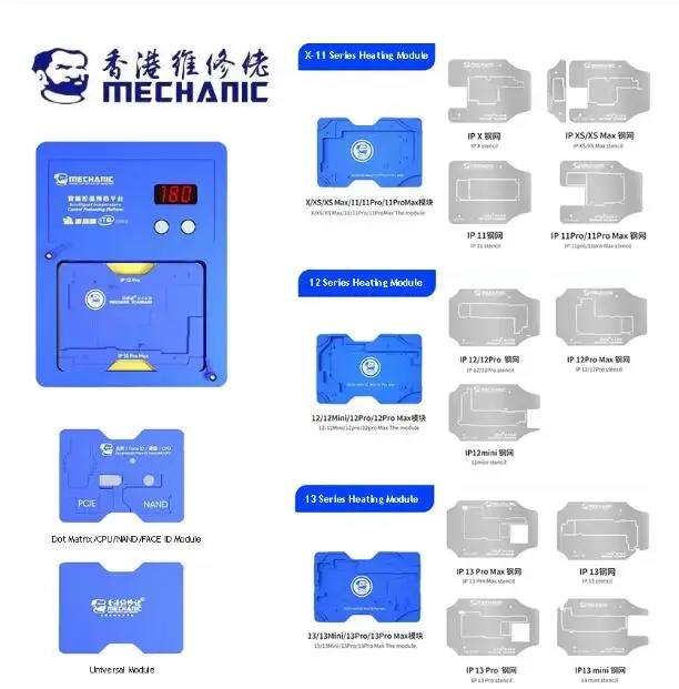 Mechanic Intelligent Preheating Platform for iPhone X-15 PRO MAX, Motherboard Layered, IC Chip, BGA Stencil, Dot Matrix Repair T