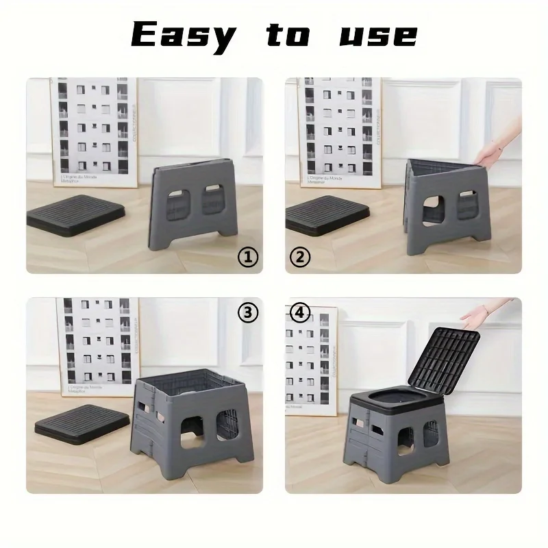 Inodoro plegable portátil para acampar y emergencias: inodoro de viaje compacto con diseño resistente a olores, incluye tapa y bolsas de basura