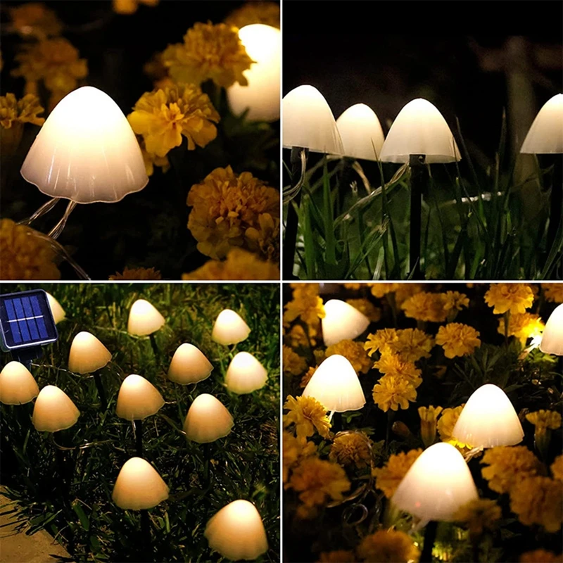 Outdoor Led Garland Solar Lights Mushroom Waterproof Landscape Christmas String Lamp For Lawn Garden Patio Street Decoration