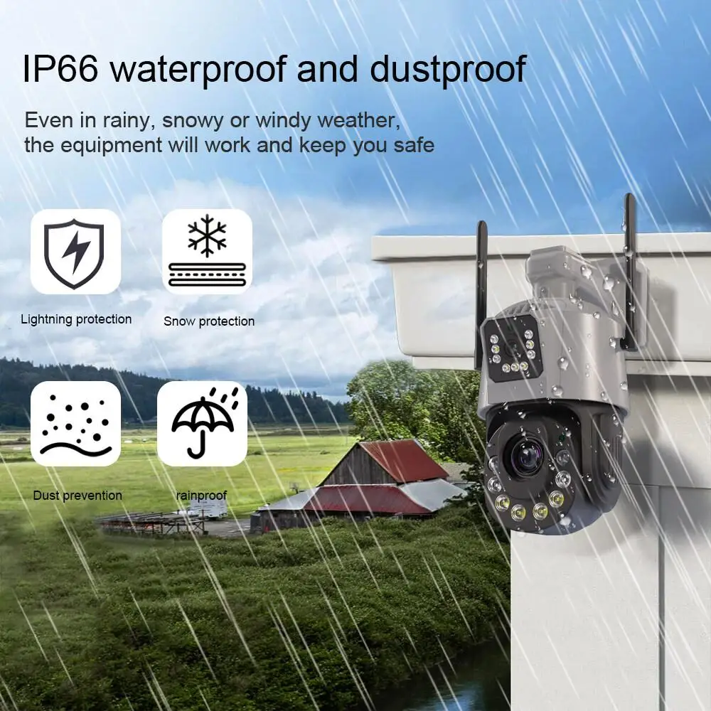 AIOOK ICSEE Camera HD 8MP 50X ZOOM WIFI IP CCTV Outdoor Waterproof Night Vision Two-Way Intercom Dual Lens Smart Video Camera