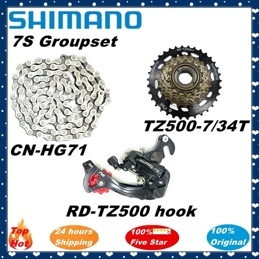 Shimano Tourney TZ500 7 Speed Groupset RD-TZ500 Bike Rear Derailleur TZ500-7 Cassette 14-28T 14-34T CN-HG71 Bike Chain 112L