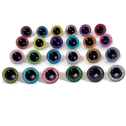 Ojos de seguridad de plástico con purpurina para muñecas de ganchillo, Ojos de muñeca hechos a mano, Ojos de juguete 3D con arandelas, 24 colores, 9mm-35mm