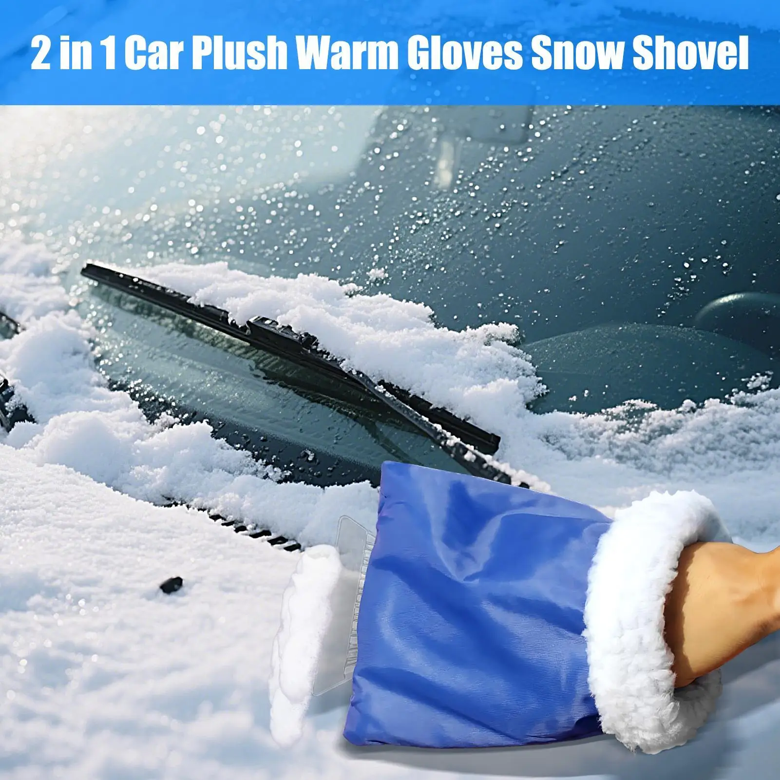 Car Ice Scraper Automotive Ice Scraper Shovel With Glove Scratch-Proof Cleaning Tool Squeegee For Glass Window Frost Sedans SUV