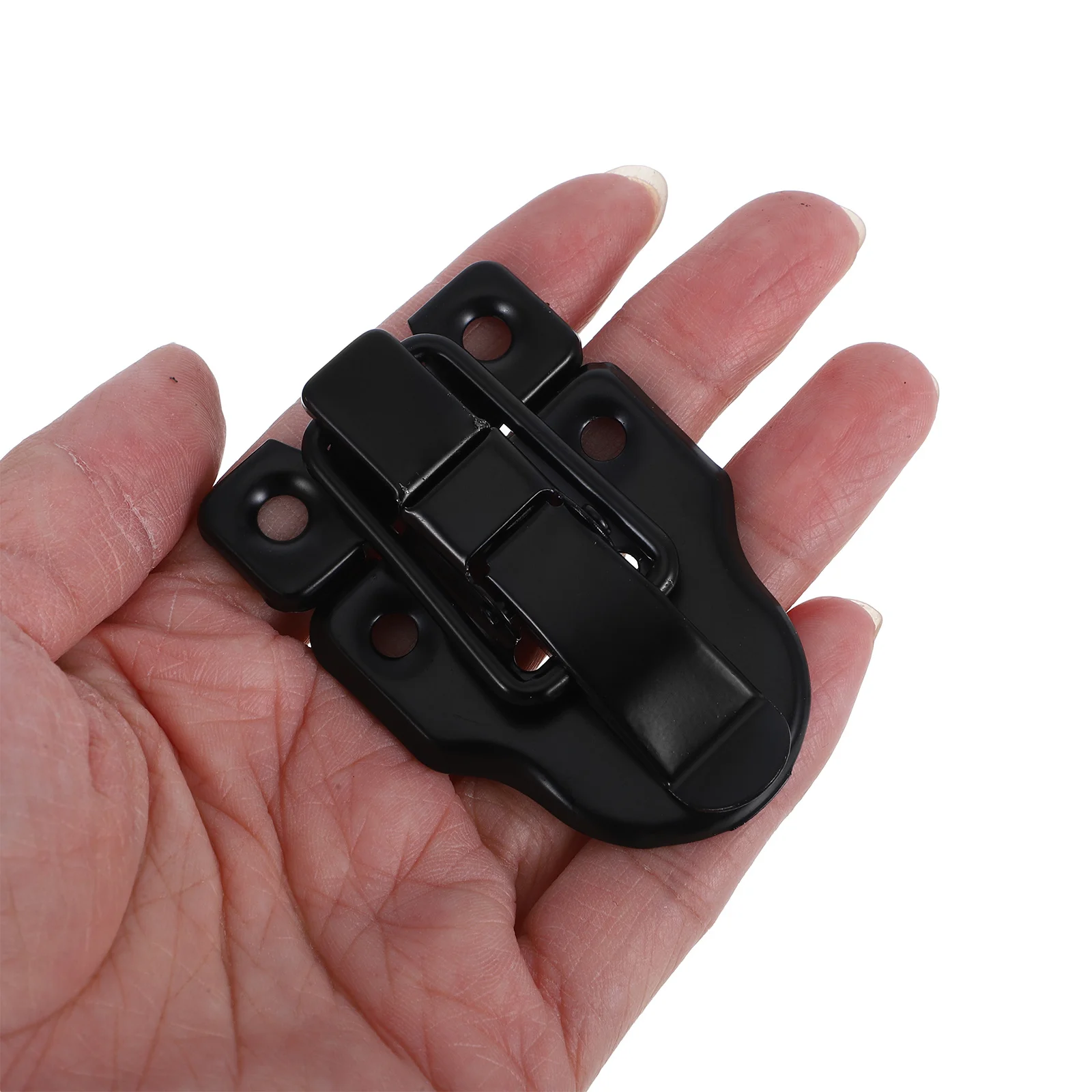 أجهزة مزلاج صندوق معدني أسود عتيق للحافظة الخشبية مع فتحة قفل بمشبك تبديل عتيق لأمن تخزين الحرف اليدوية #5