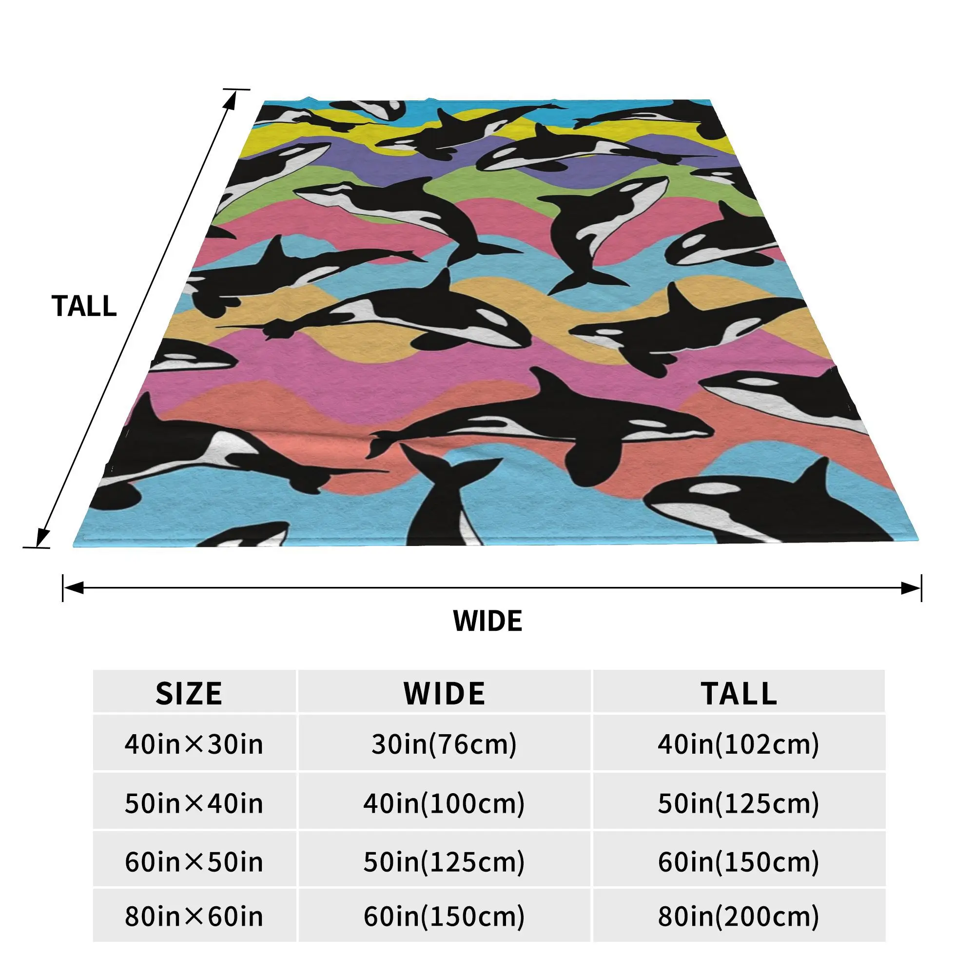 orca killer whale Blanket Soft Warm Flannel Throw Blanket Cover for Bed Living room Picnic Travel Home Sofa